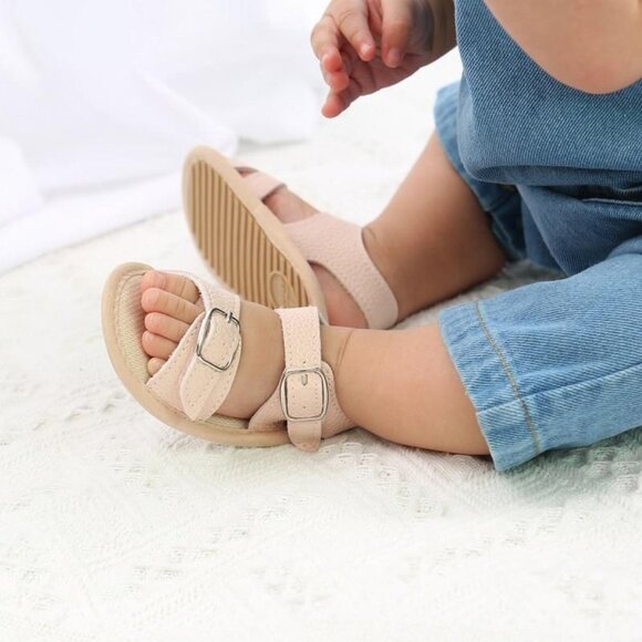 NEW Myggpp Soft Sole Vegan Leather Infant Sandals Light Pink - Picture 1 of 4